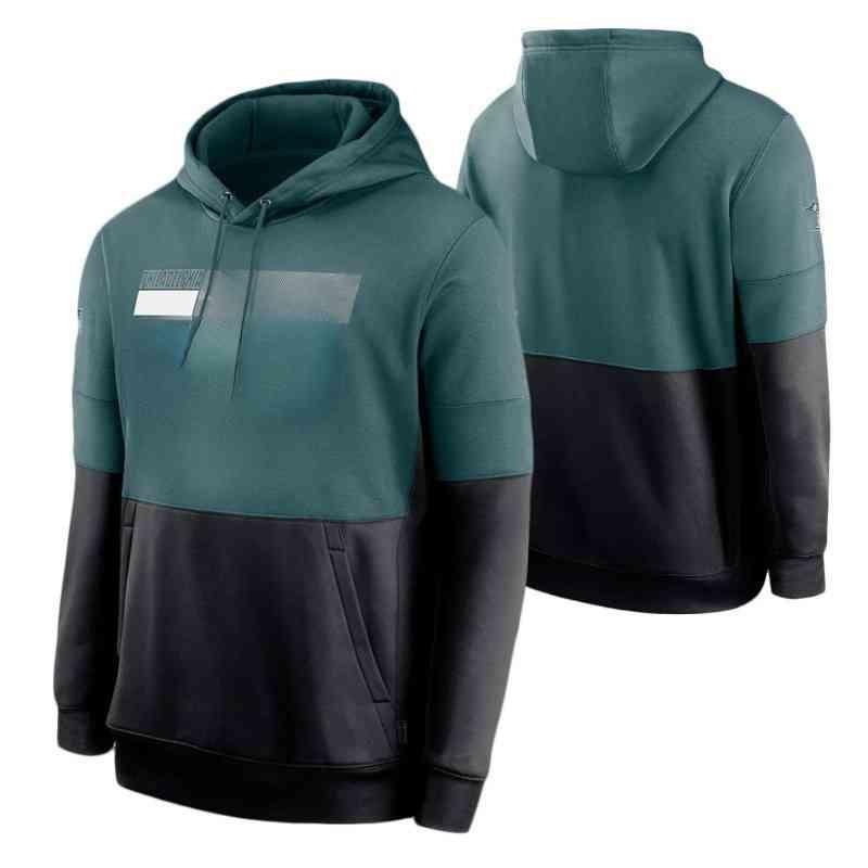 Philadelphie "Eagles" Hommes Femmes Jeunes Jeunes Midnight Vert Sweat-shirt Black Sweetel Lockup Performance Pull-Flover Sweat à capuche à capuch