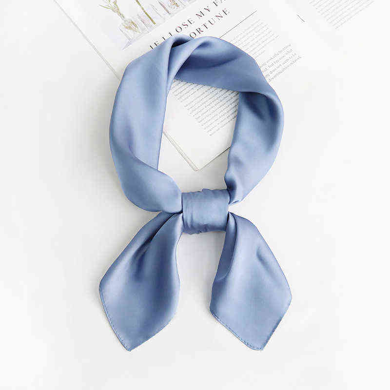 

Fashion Hair Scarf For Women Solid Colors Small Shawls Wraps Cute Handkerchief Silk Satin Bag Scarfs Female 70*70cm Neck Scarves Y1108