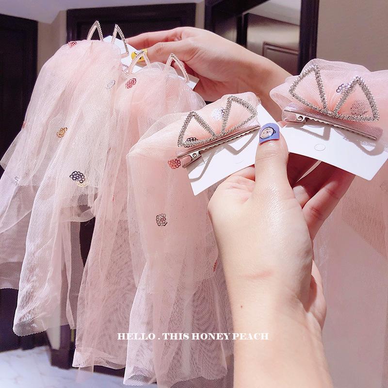 

Hair Clips & Barrettes Korean Wedding Dress Tailing Crown Lace Princess Girl's Children's Headdress Baby Hairpin Duckbill, Golden;silver