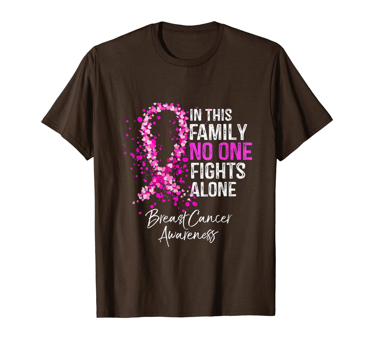 

breast cancer awareness shirt in this family no one fights t-shirt, White;black