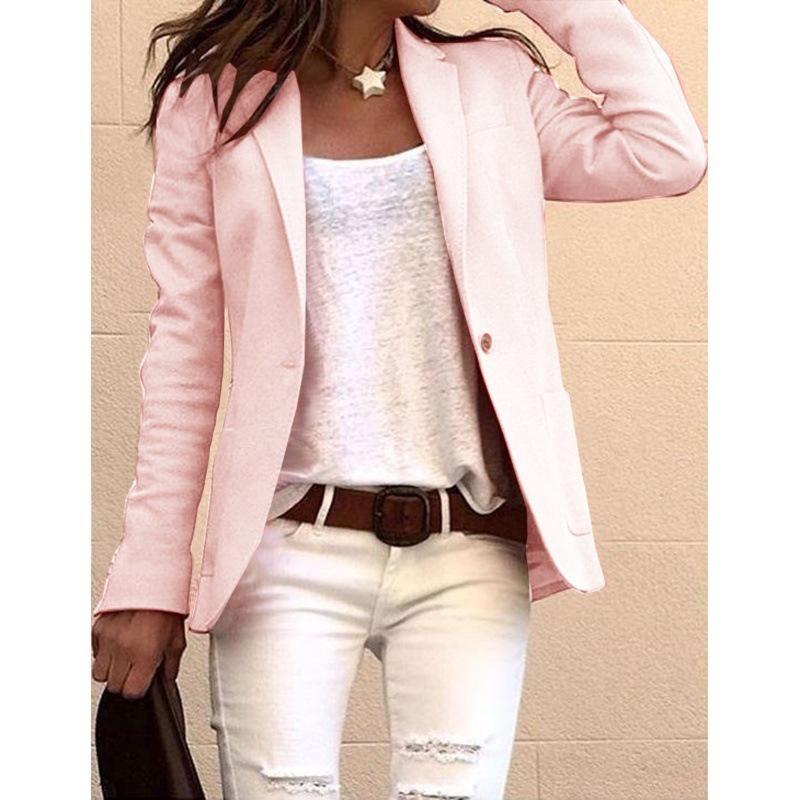 

Women' Suits & Blazers Blazer Women 2021 Office Ladies Female For Solid Coat Autumn Long Sleeve Button And Jackets Femme, Black