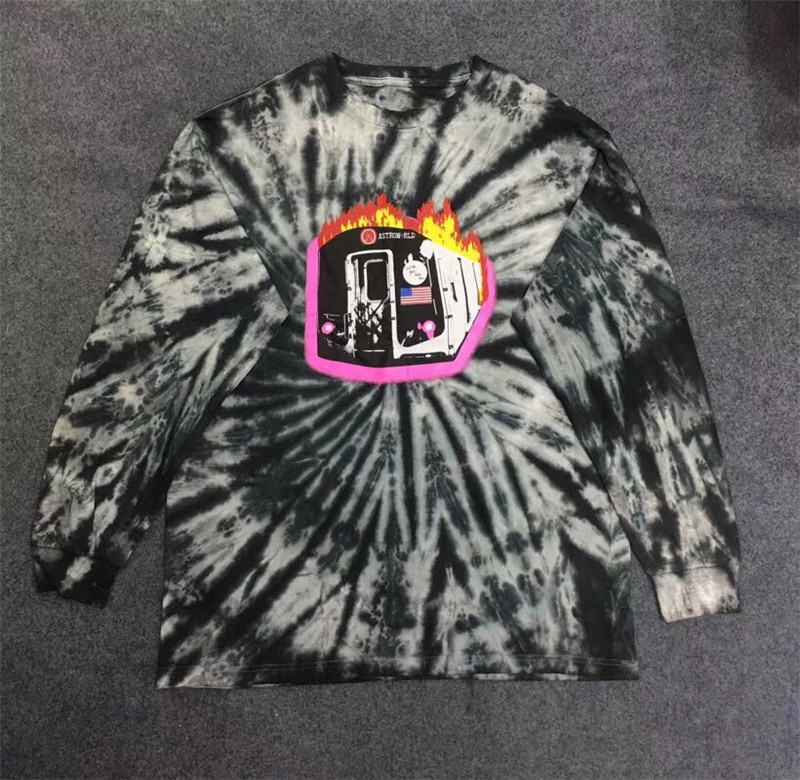 

2021 New 19ss Newest Summer Hip-hop Astroworld Tie Dye Longsleeve Tees Men Women Kanye West Short Sleeve Fashion Cotton Wpvb