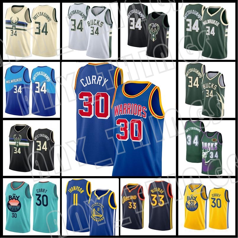 

Stephen 30 Curry Klay 11 Thompson James 33 Wiseman Golden State''Warriors''Basketball Jersey Milwaukee''Bucks''Giannis 34 Antetokounmpo, Men jersey