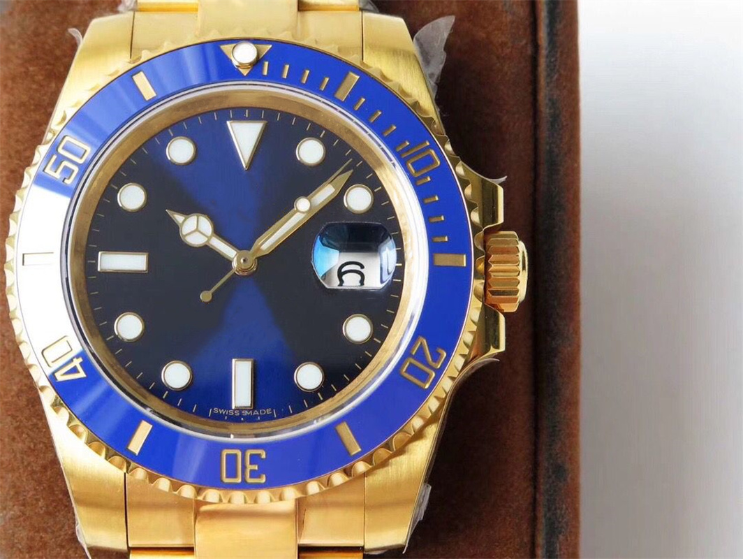 

Men's three needle mechanical wristwatch 316L fine steel case cover ceramic ring mouth sapphire glass (super waterproof) 40mm, Single row non delivery