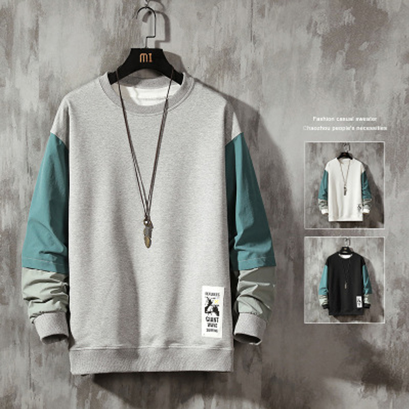 

2021 Sweatershirts Men Autumn Winter New Version Trend Round Neck Tide Brand Clothes Student Long Sleeve W0lp 5GVQ, White