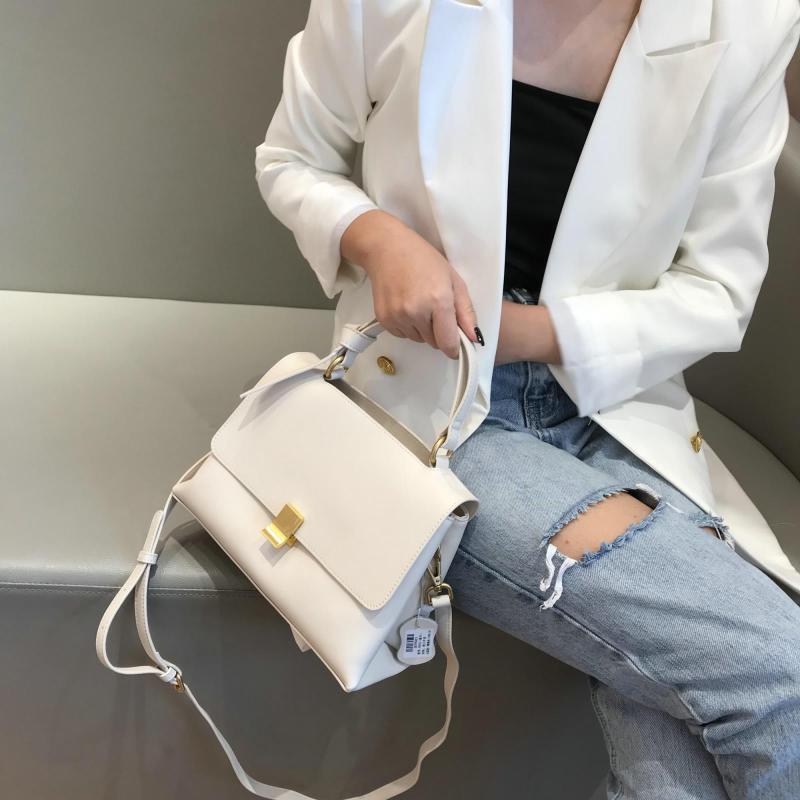 

2021 New Spring cow Leather Handbags Solid Color Small Square Bag Luxury Handbags Women Bags Designer, Black