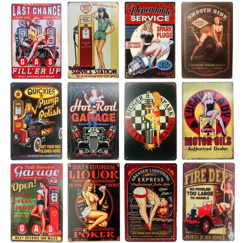 

Pin Up Girl Metal Tin Signs Vintage Wall Art Painting Bar Pub Cafe Shop Home Decor Sexy Lady Poster Plate Plaque