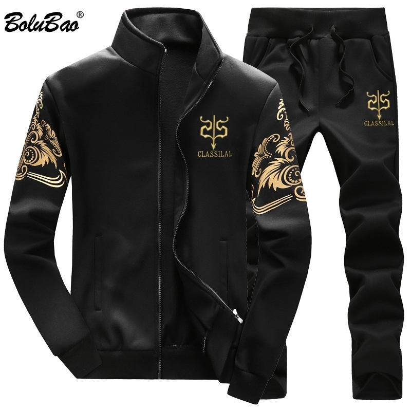 

BOLUBAO Men Set Casual Sportswear Tracksuits Gyms Sweatshirt + Sweatpants Fashion Brand Male Two Piece Sets, Gray