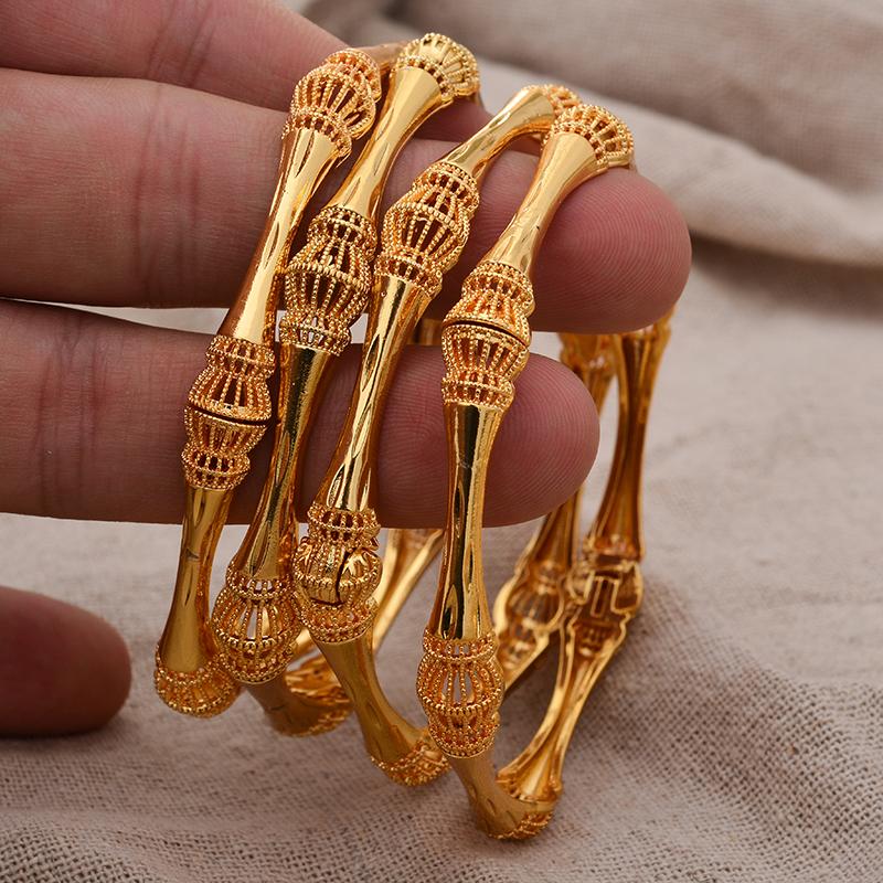 

Bangle 4Pcs/Lot Dubai 24k Gold Plated Bangles For Women African Bridal Wedding Gifts Party Bracelet Jewellery