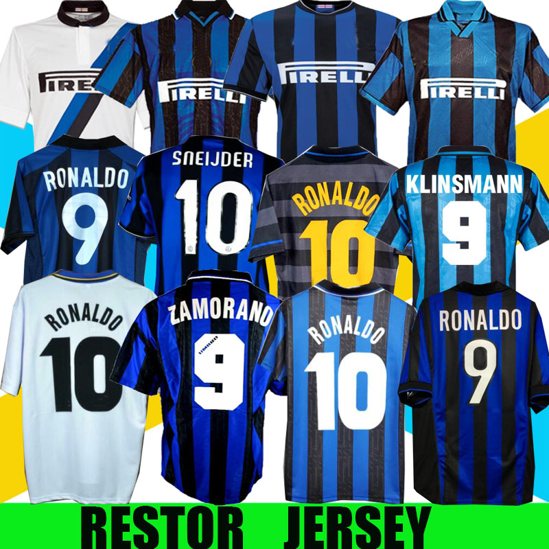 

Retro Soccer jersey Eto'o Football 97 98 99 02 03 Djorkaeff Baggio RONALDO ADRIANO MILAN 10 11 07 08 09 Inter BATISTUTA Zamorano finals, Black;yellow