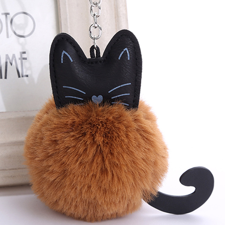 

Cute Fur Ball Keychain Cat Soft Pompom Animal Tail Hair Ball Car Keychain Ladies Car Bag Accessories Key Ring Mom Gift Llaveros