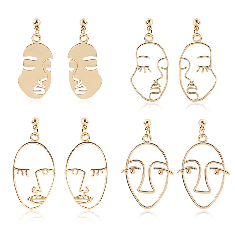 

Fashion Girl Face Abstract Line Dangle Earrings for Women Simple Human Pendant Chandelier Earring Elegant Female Ear Jewelry Gifts