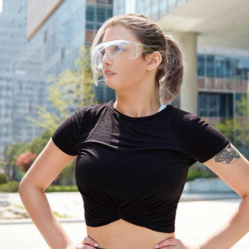 

Sunglasses Arrival 2021 Futuristic Big Square Anti-dropping Face Mask Women Men Oversized Trendy Transparent