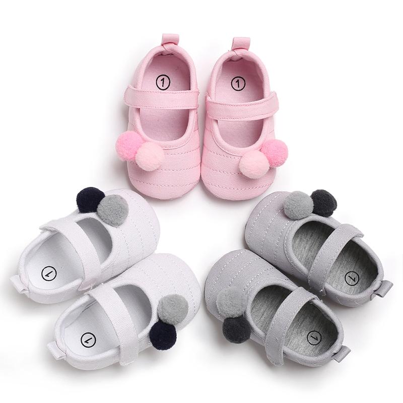 

First Walkers Baby 0-18 Months Spring And Autumn Princess Shoes Soft Soles Hair Ball Cute Toddlers