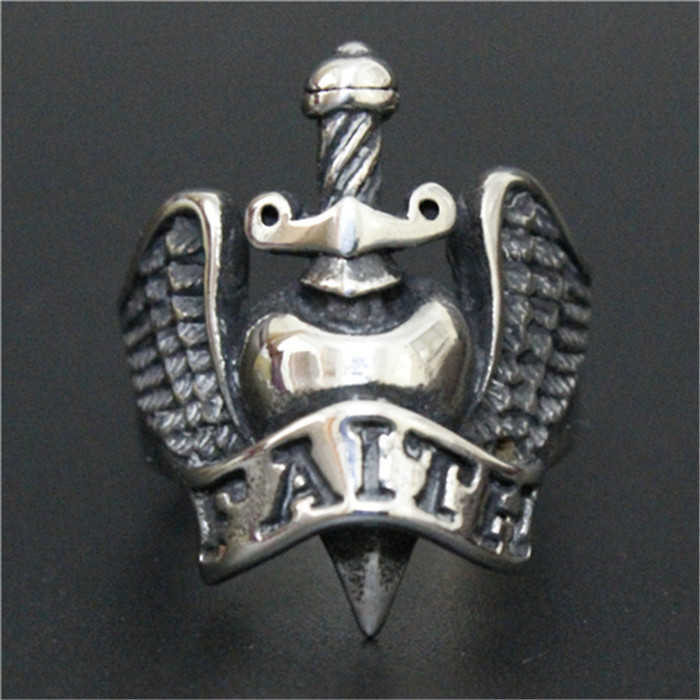 

3pc/lot est Design Love Heart 316L Stainless Steel Fashion Jewelry Angle Sword Ring