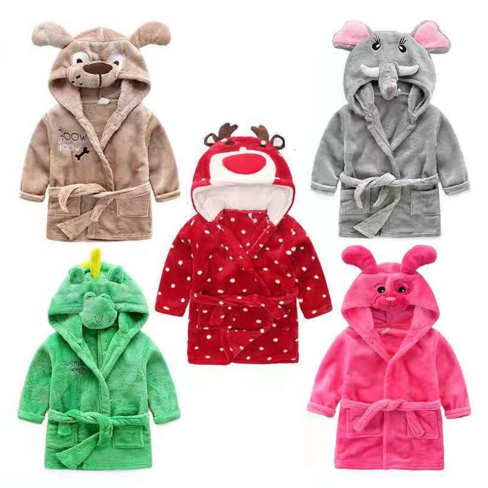 

children's bathrobe flannel cartoon animal model boy girl baby pajamas home wear