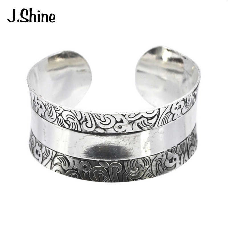 

Jshine Vintage Gypsy Bohemian Tibetan Jewelry Antique Silver Color Bracelets & Bangles Carved Statement Cuff Bracelets Q0719