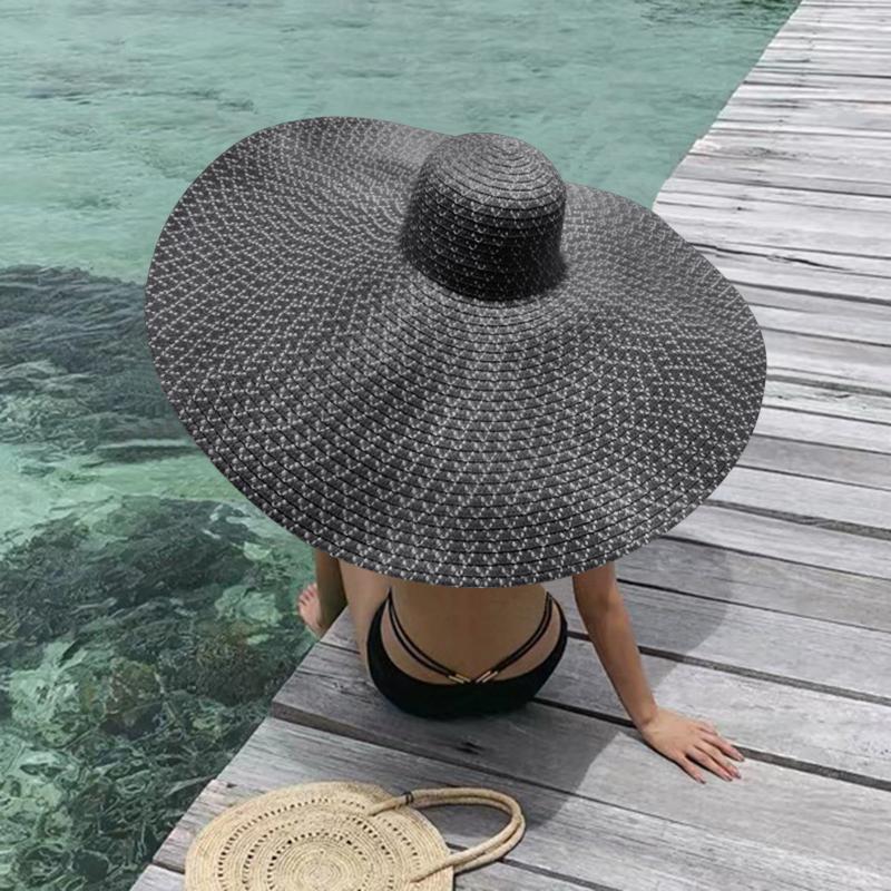 

Wide Brim Hats Foldable Women Oversized Hat 70cm Fashion Large Straw Sun Beach Summer Anti-uv Protection Cap For, Ht