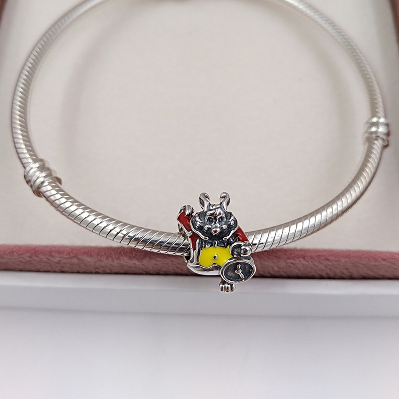 

silver women's fashion jewelry pandora sets Disny White Rabbit Red & Yellow Enamel charm bohemian bracelets initial necklaces for women
