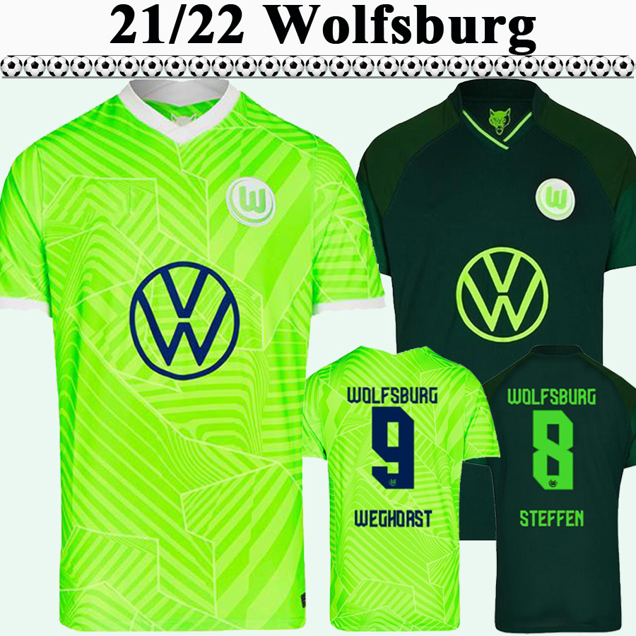 

2021 2022 VfL Wolfsburg Mens Soccer Jerseys WEGHORST STEFFEN MEHMEDI BREKALO GINCZEK ARNOLD BAKU GUILAVOGUI Home Green Away Football Shirt, Qm3385 2122 home no patch