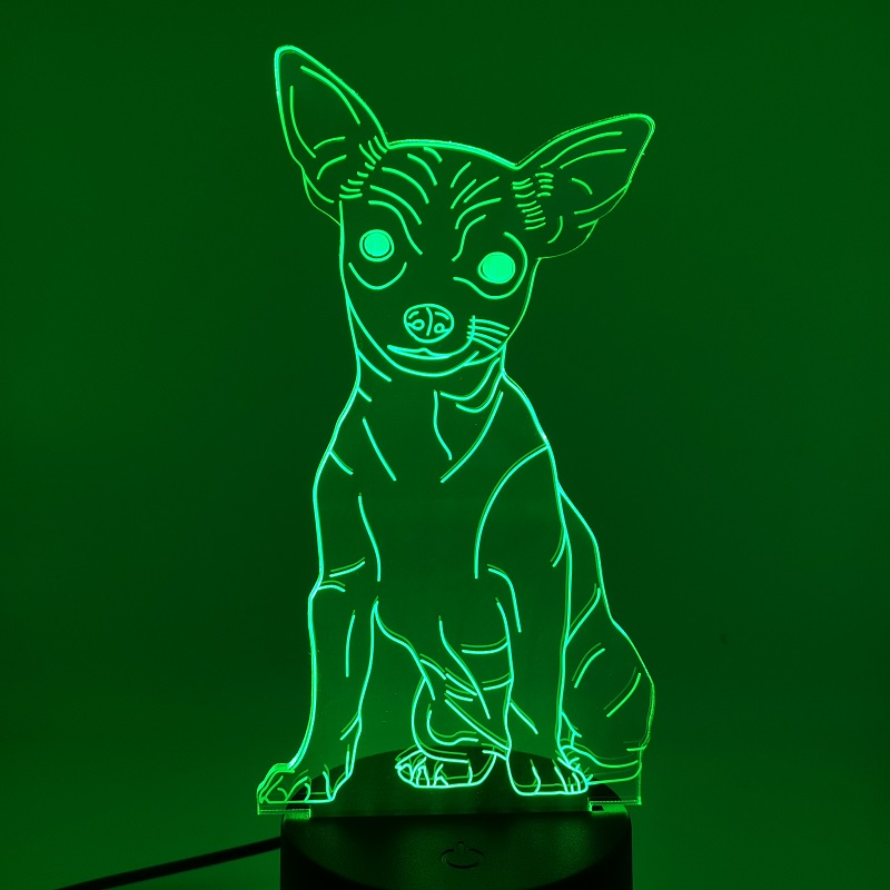 

LED Night Light 3D Acrylic decor illusion Chihuahua Nightlight Children Kid pet dog table lamp wedding/party Gifts