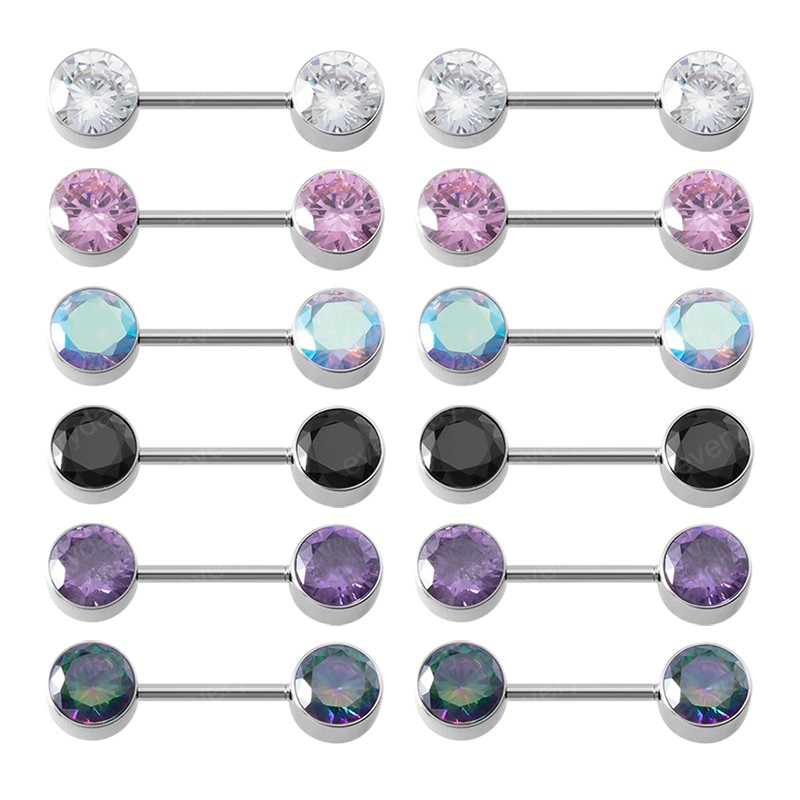 

Nipple Piercing Bar Zircon Nipple Ring Crystal Breast Shield Stainless Steel Barbell Stud for Women Sexy Body Jewelry