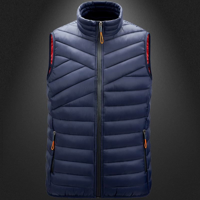 

2021 New Winter Down Light Sleeveless Jacket Casual Warm Waistcoat Autumn Fashion Stand Collar Vest Men Plus Size Y7ev, Dark blue