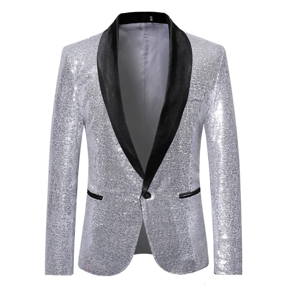 

2021 Ropa New Tide Mens Fashion Design Hip Hop Casual Male Slim Fit Suit Sequin Jacket Singer Costume Blazer Masculino Pwql, Black