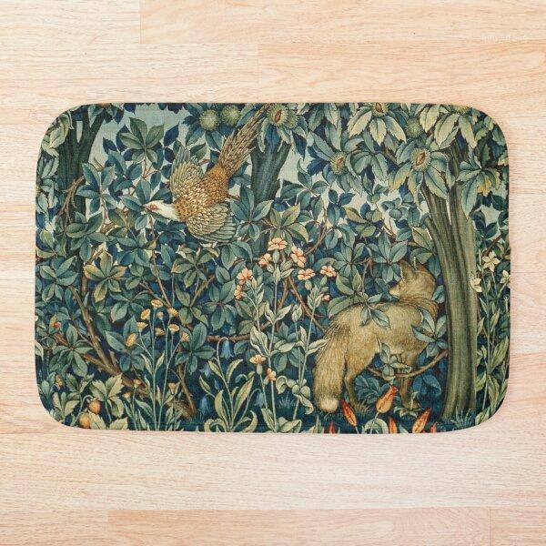 

Bath Mats GREENERY, FOREST ANIMALS Pheasant And Blue Green Floral Tapestry Mat