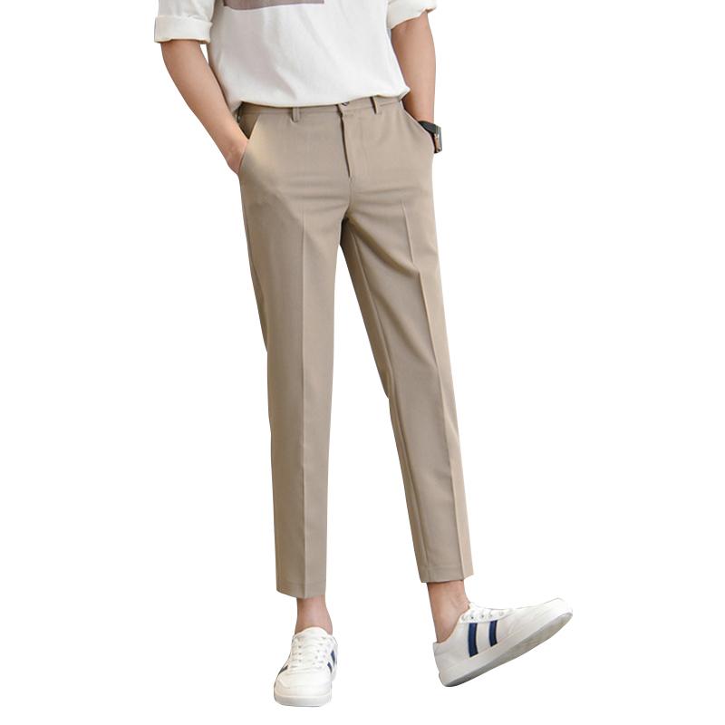 

Men's Pants Korean Straight Slim Suit 3-color Classic Fashion Business Casual Solid Color 2021 Ultra-thin, Black