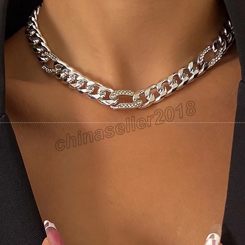 

2021 Punk Metal Fashion Big Necklace for Women Simple Gold Color Chunky Thick Choker Chain Necklaces Party Jewelry