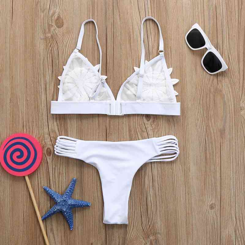 

z40 Womens Swimming Suit Push Up Bikini White Padded Bra Floral Bikini Set Womens Swimsuits Bathing Suit Women, White;black