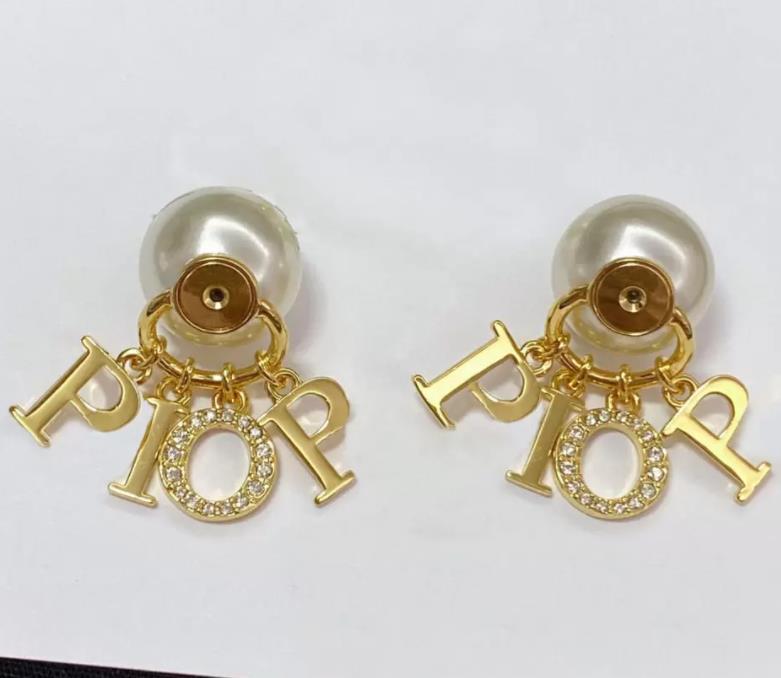 

Letter Pearl Stud Earrings Ear Hook Accessories Wedding Gift Engagement Jewelry