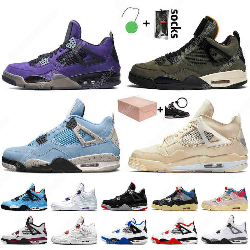 

With socks With BOX 2021 Purple 4 4s Mens Basketball Shoes Undefeated University Blue Bred Black Cat Women Men Trainers, Item31 alternate 89 36-47