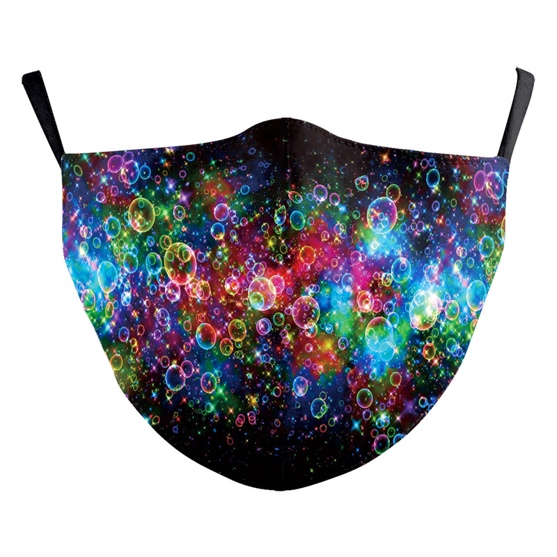 

bright rainbow pattern printed masks (no filter) pack of 5 pieces comfortable hygiene reusable washable effective filtering dust