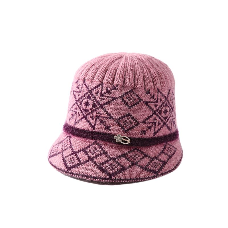 

Berets Wool Hats Autumn Winter Middle-aged Elderly Prints Hat Classic Knitted Grandma Thickened Warm Mother Caps High Quality, Purple