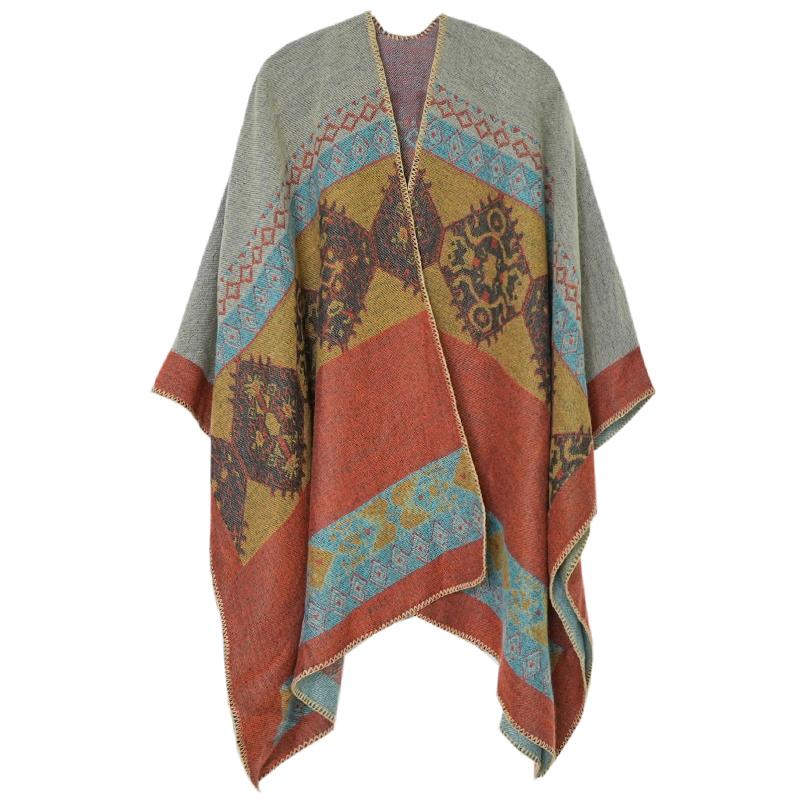 

Hats, Scarves & Gloves Sets Ethnic Style Shawl Autumn And Winter Travel Warm Tibet Imitation Cashmere Cloak Oversized Cape Scarf Wome
