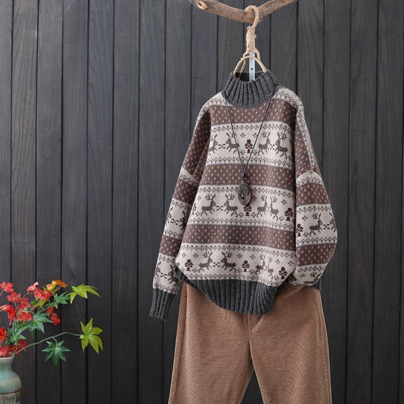 

2021 New Outono Inverno Camisolas Tie Dye Pulver Mock Pescoo Longo Solto Coreano Jumpers Doces Cor De Es Dimenses Feminino Topos U79t, Purple