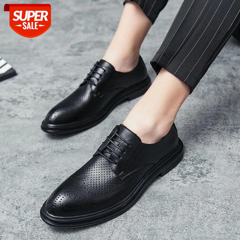 

Men Shoes Round Toe Leather Male Business Oxfords Lace-Up Summer Fashion Men's Formal Shoes Offiece Wedding Banquet Men #P84c