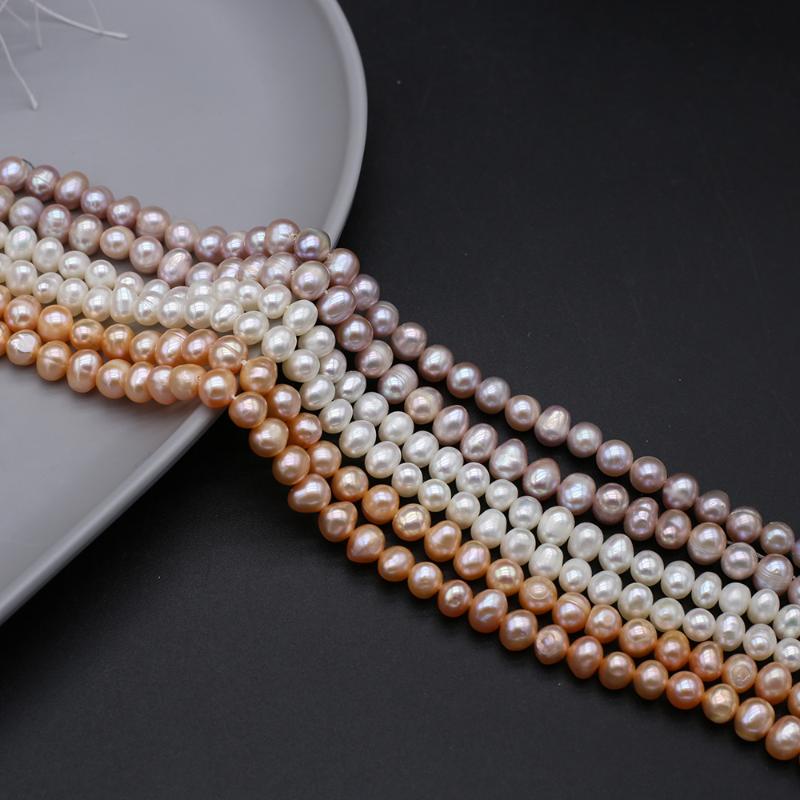 

Other 36cm Fine 100% Natural Freshwater White Orange Purple Round Pearl Beads For Women Jewelry Making Bracelet Necklace Size 3-3.5mm