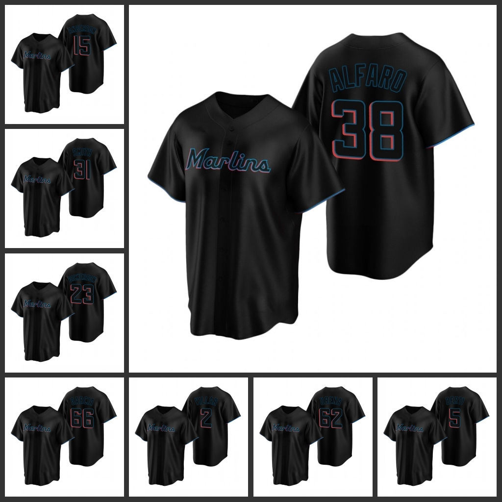 

Miami Marlins Men Corey Dickerson Brian Anderson Caleb Smith Miguel Rojas Replica Alternate Women Youth Jersey, Black
