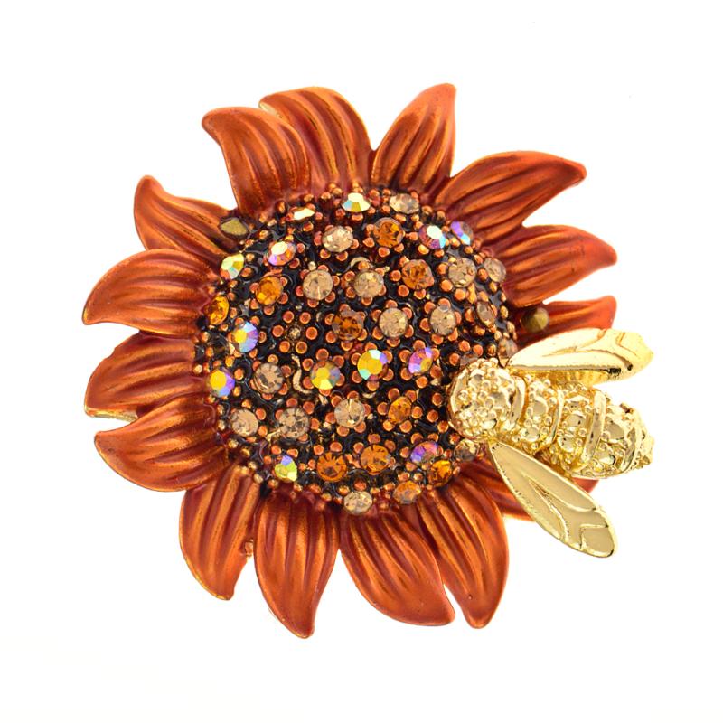 

Pins, Brooches CINDY XIANG Sunflower With Rhinestone Stamen For Women And Men Daisy Flower Insect Bee Pins Brooch Jewelry Accessories