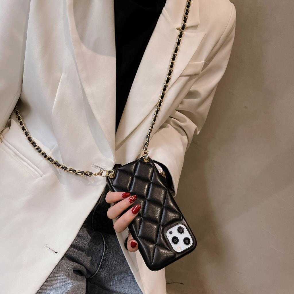 

New Luxury Brand Braided Gold Chain Crossbody Mobile Phone Case for Iphone 13 Pro Max 12 Mini 11 Xs 7 8 Plus Xr