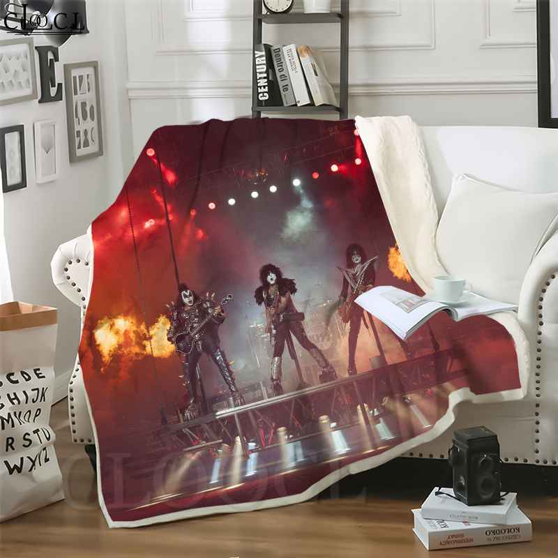 

CLOOCL New Hair Metal Kiss Band 3D Print Hip-hop Style Conditioning Blanket Sofa Teens Bedding Throw Blankets Plush Quilt