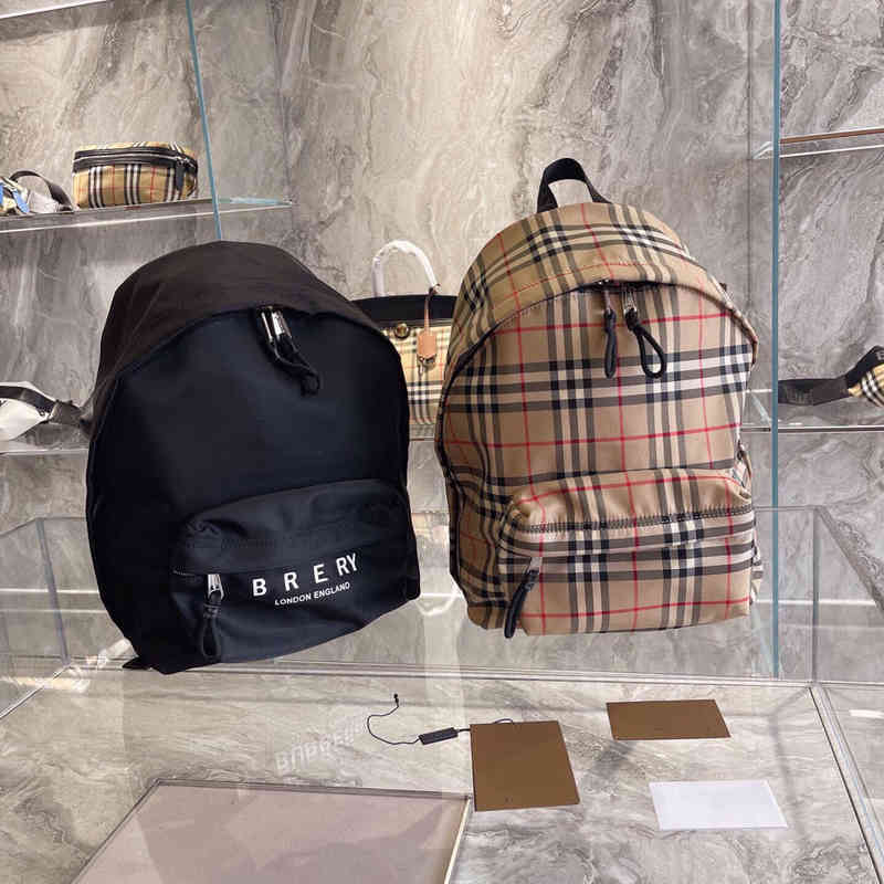 

School Bags Crossbody Bag 2021 Catwalk Style Versatile Plaid Men's and Women's General Backpack, Black