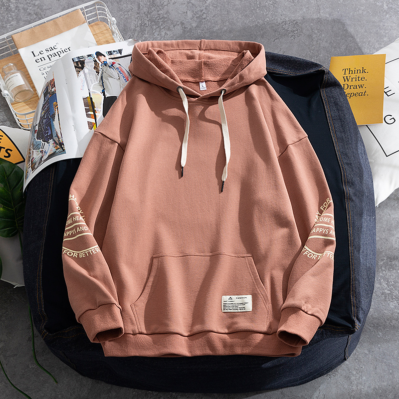 

New 2021 Brand Mens Hoodie Spring Harajuku Tops Long Sleeve Streetwear Plus Size Clothes Casual Korean Style Fashion Hooded Clothing T3yv, Coral red