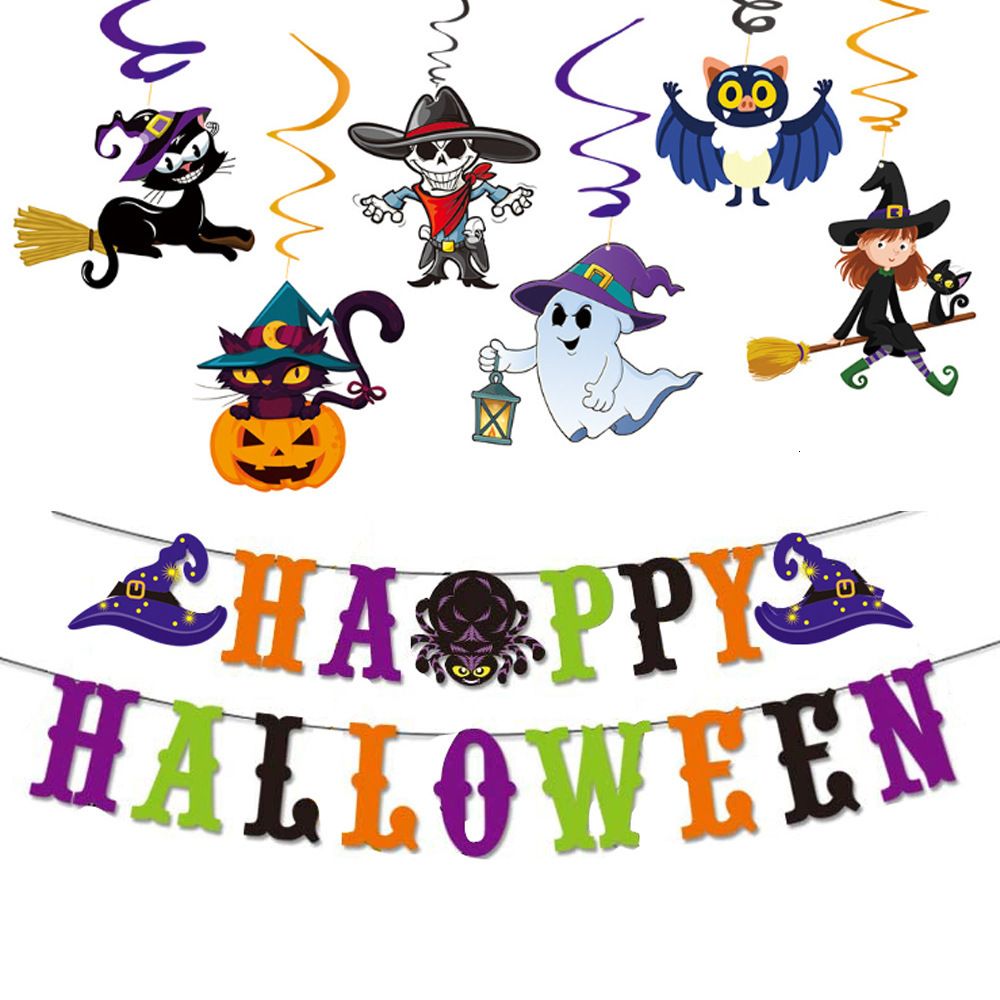 

halloween party decorative letter pull flag