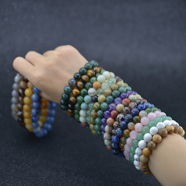 

Fashion Natural Stone Bead Strand Bracelet Yoga Gemstone Beads Healing Crystal Stretch Bracelets for Men Women Jewelry Will and Sandy