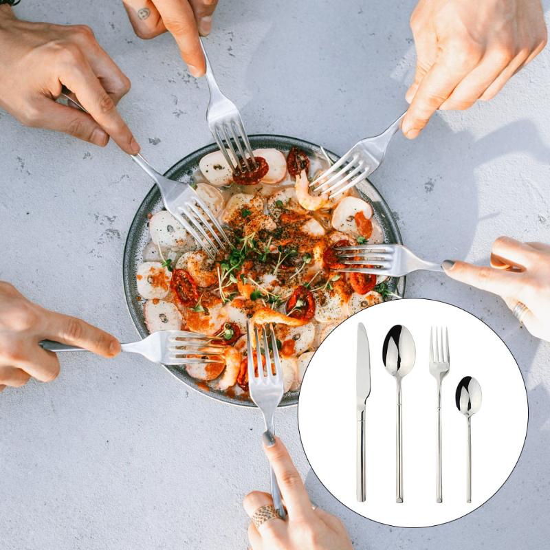 

Dinnerware Sets 1 Set/4pcs Stainless Steel Portable Tableware Travel Spoon Fork