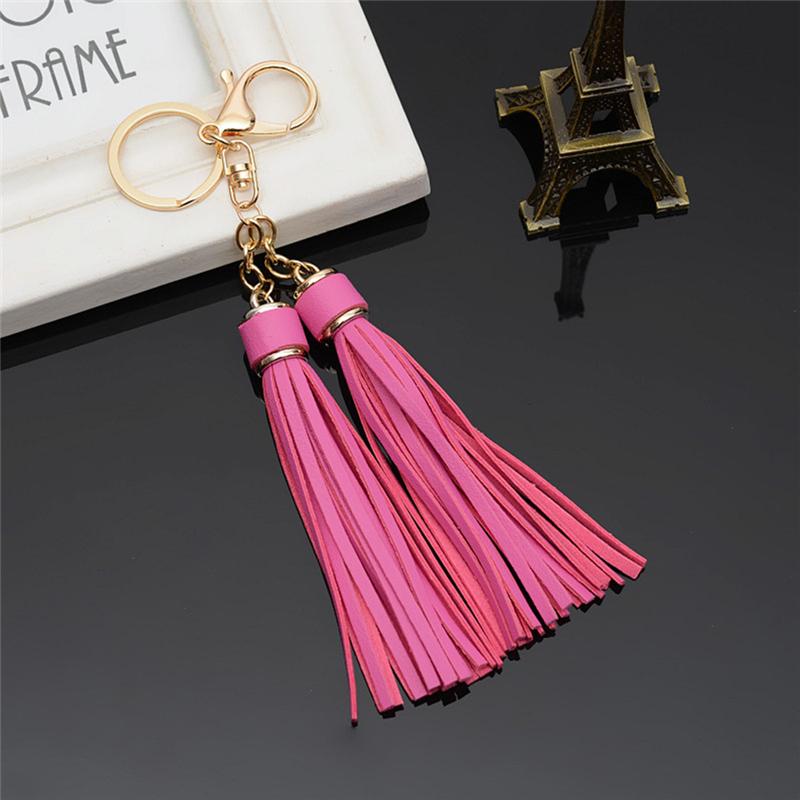 

Keychains PU Leather Tassel Keychain For Women Keyring Bag Charm Keys Porte Cle Llavero Sleutelhanger